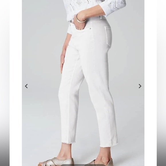NWT J.Jill Denim High Rise Straight Leg Fringe Hem Crop White Sz 20 - Picture 4 of 13